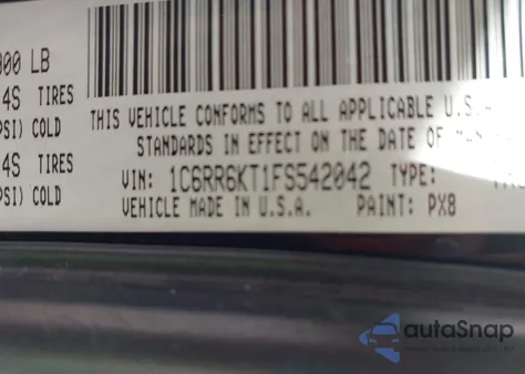 2015 Ram 1500 Express из США, поврежденный, VIN 1C6RR6KT1FS542042